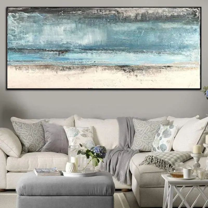 Extra Large Abstract Seaside Paintings On Canvas Modern Blue Landscape Painting Handmade Fine Art Contemporary Painting | SEA...