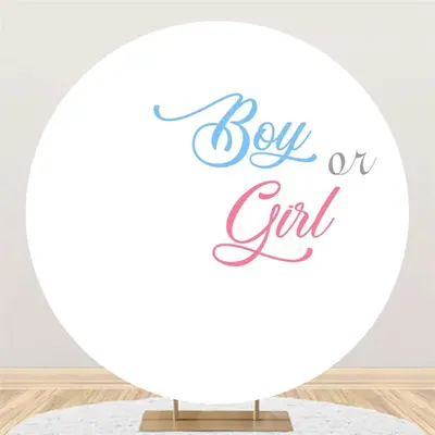 Aperturee Pure White Boy Or Girl Circle Gender Reveal Backdrop | Round Party Backdrop | Circle Backdrop Baby Shower | Round B...