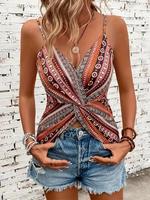 Women's All Over Print Cami Top, Boho Casual Sleeveless Spaghetti Strap Top for Summer, Fashion Women's Top for Daily Wear, B...
