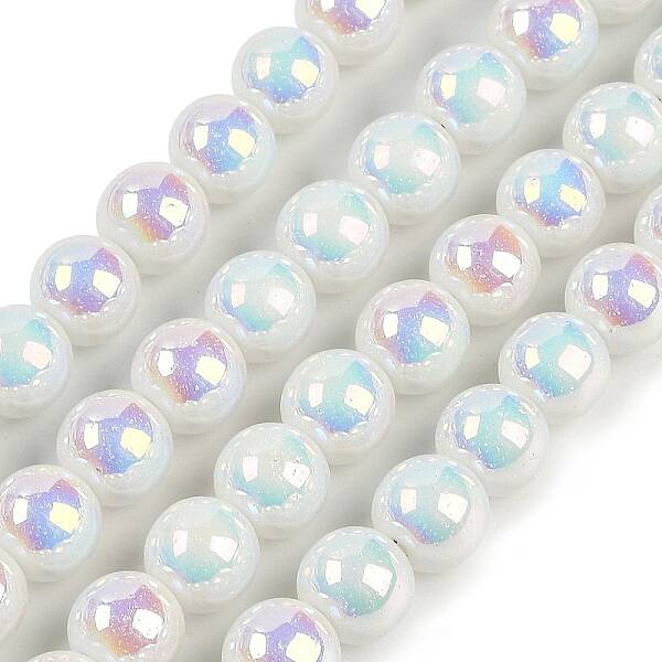Baking Painted Electroplate Glass Beads Strands