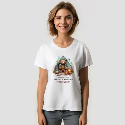 Cute Camping Bear Personalized Happy Trip T-Shirt