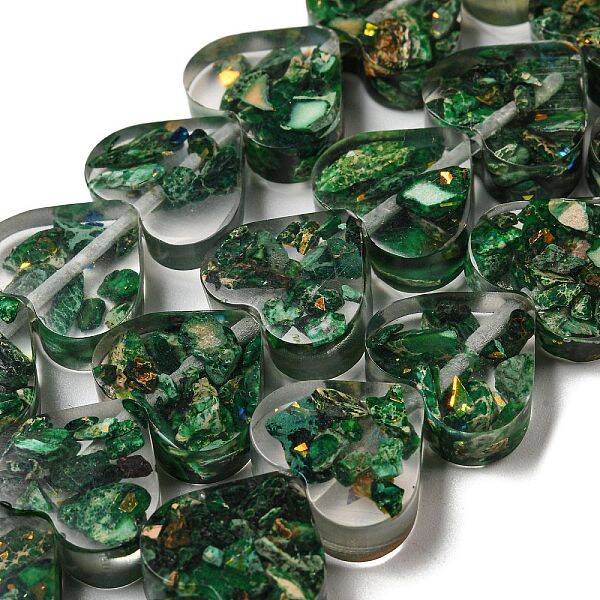 Dyed Natural Imperial Jasper with Resin Beads Strands