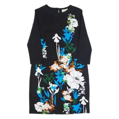 PHASE EIGHT Womens Pencil Dress Black Floral Long Sleeve Knee Length UK 10