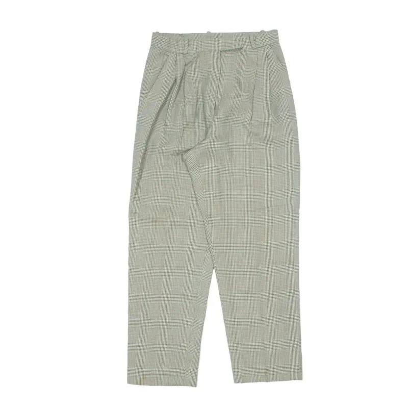 Pleated Chino Trousers Grey Relaxed Tapered Womens W26 L26