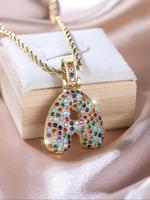Letter A-z Pendant Necklace for Women, Sparkling Rhinestones Chains, Daily Clothing Decor, Trendy All-match & Exquisite Jewel...