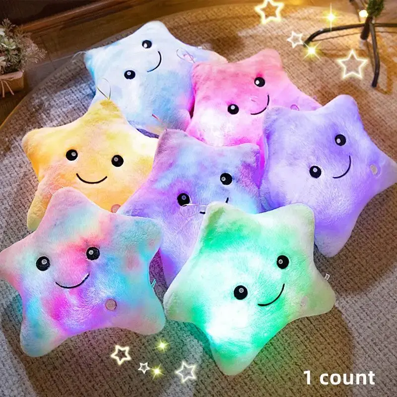 Luminous Star Shaped Plush Toy, 1 Count Cute Plushie Toy, Creative Colorful Night Light Plush Toy, Birthday Gift for Boys & G...