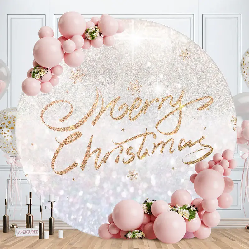 Sliver And Gold Glitter Round Chritmas Backdrop - Aperturee