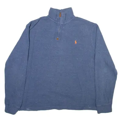 POLO RALPH LAUREN Mens Jumper Blue 1/4 Zip Tight Knit M