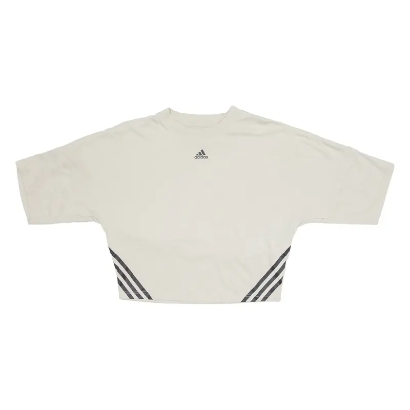 ADIDAS Cropped Womens T-Shirt Beige Crew Neck S