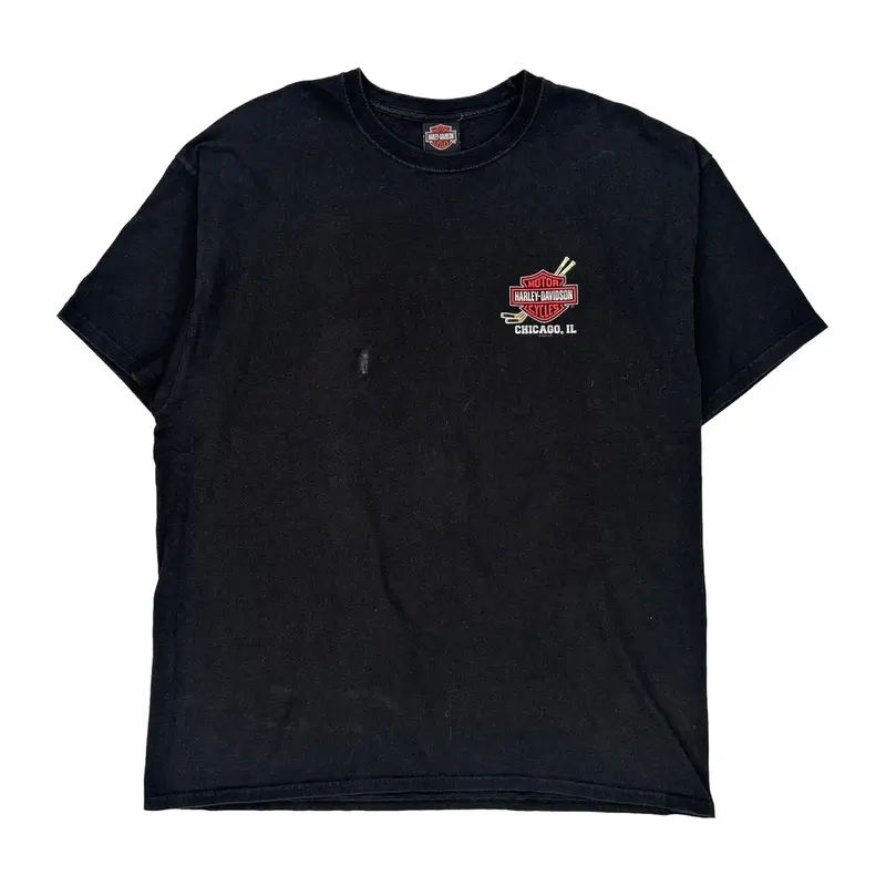 Chicago Harley Davidson Graphic T-Shirt - 2XL Black Cotton