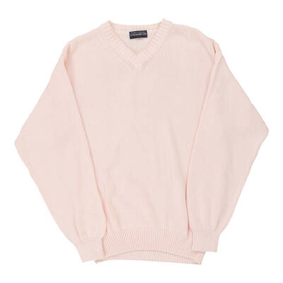 Ivy Leaguers Club V-neck Jumper - Medium Pink Cotton