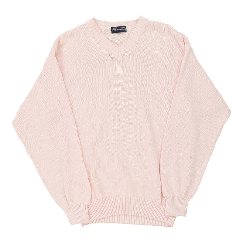 Ivy Leaguers Club V-neck Jumper - Medium Pink Cotton