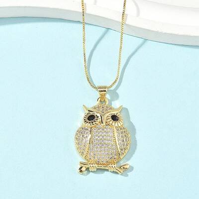Brass Micro Pave Clear Cubic Zirconia Pendant Necklaces