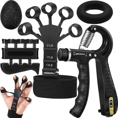 Funny Hand Grip Strengthener Workout Kit (5 Pack) Forearm Grip Adjustable Resistance Hand Gripper