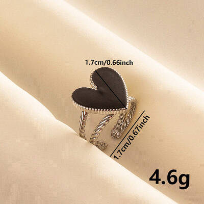 Vintage French Style 304 Stainless Steel Enamel Cuff Ring