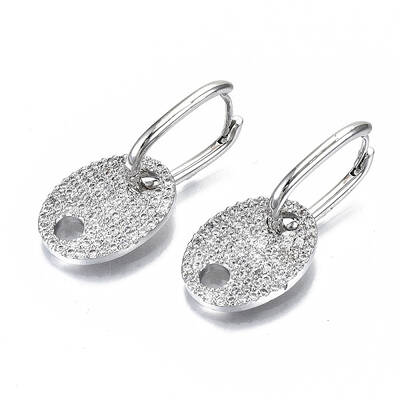 Brass Micro Pave Clear Cubic Zirconia Huggie Hoop Earring