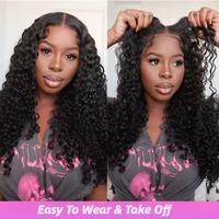 180% Pre Cut Lace Glueless Wig Wear HD Transparent 6x4 Lace Closure Wigs Deep Wave Glueless 5x5 Lace Frontal Human Hair Wigs ...