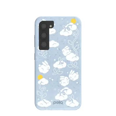 Powder Blue Fluffy Flower Samsung Galaxy S23 Case
