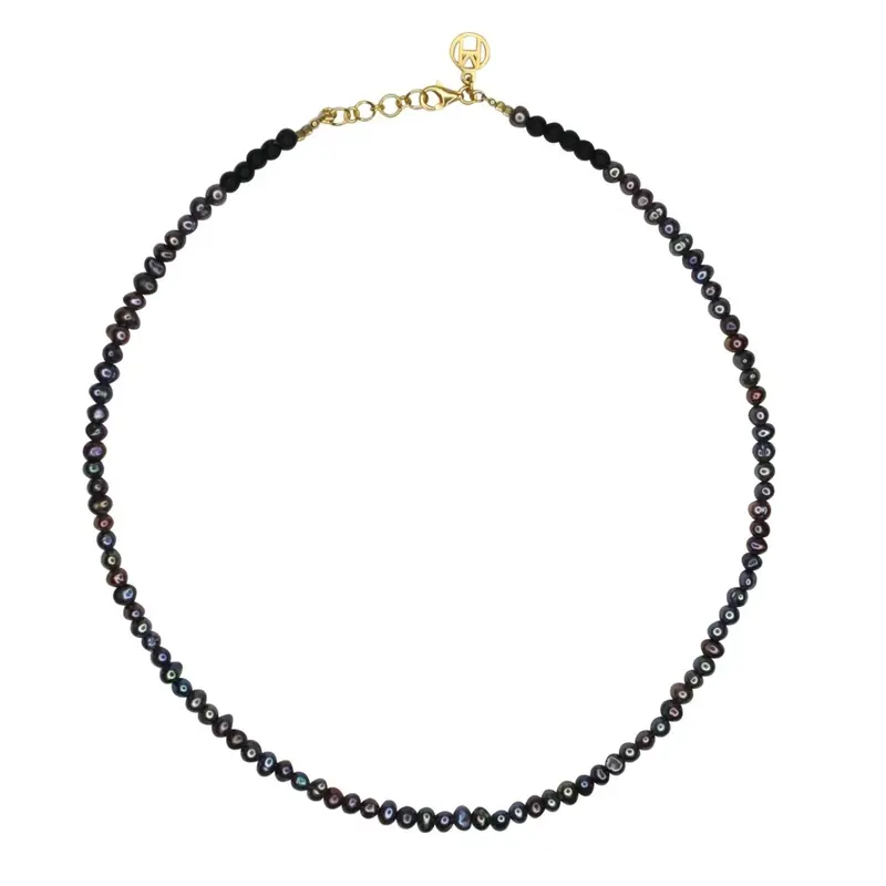 Black Freshwater Pearl Necklace | Length: 20”