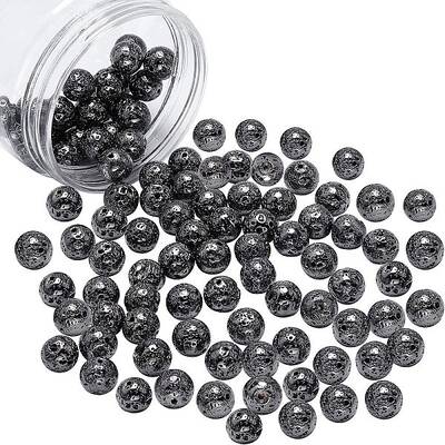 Electroplated Natural Lava Rock Beads