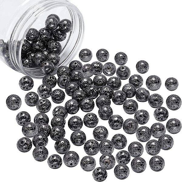 Electroplated Natural Lava Rock Beads