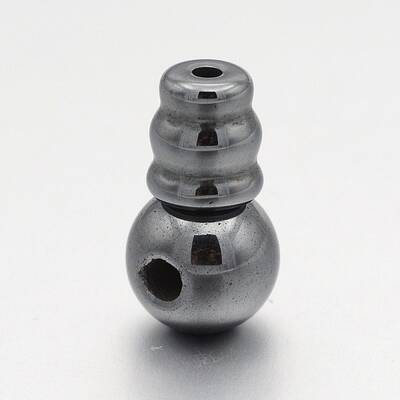 Non-magnetic Synthetic Hematite 3 Hole Guru Beads