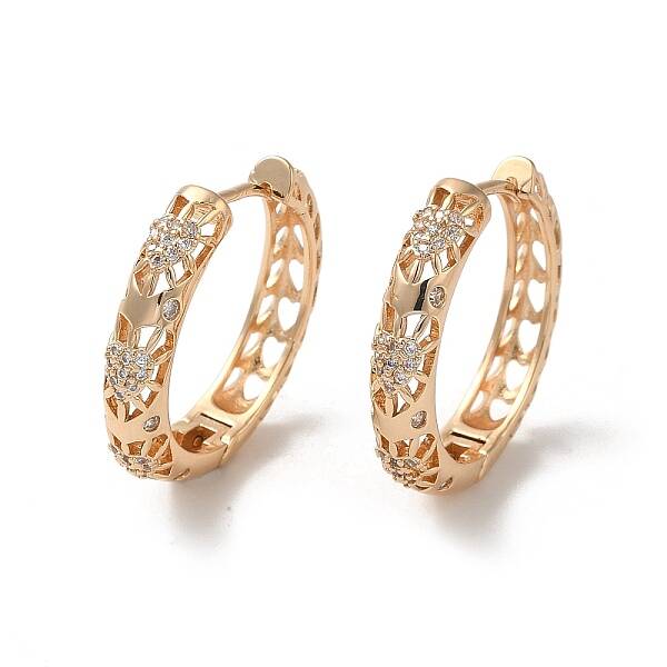 Brass Micro Pave Cubic Zirconia Hoop Earrings
