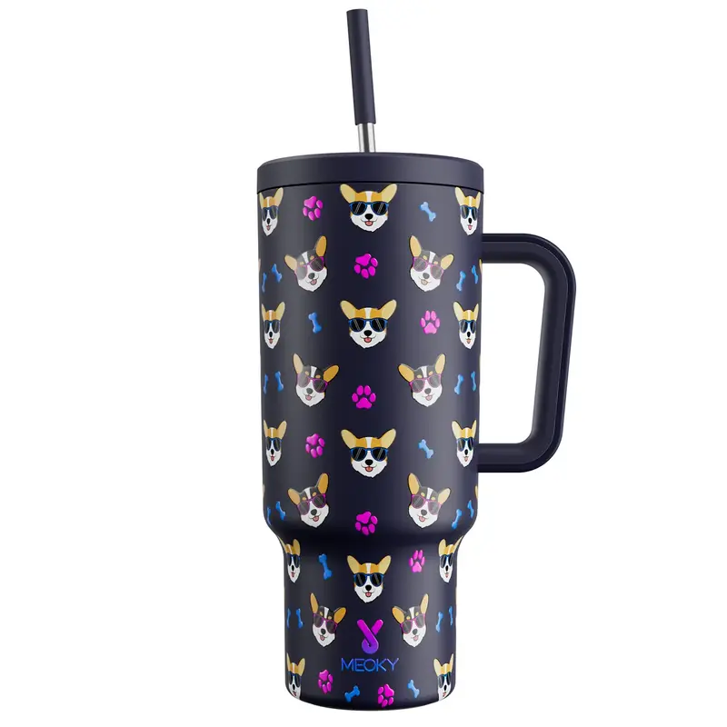 【MEOKY&LEEE】 Limited Edition Celebrity Collaboration,Reusable Food-grade 304 Stainless Steel Cup,Portable Thermos Cup, 24...