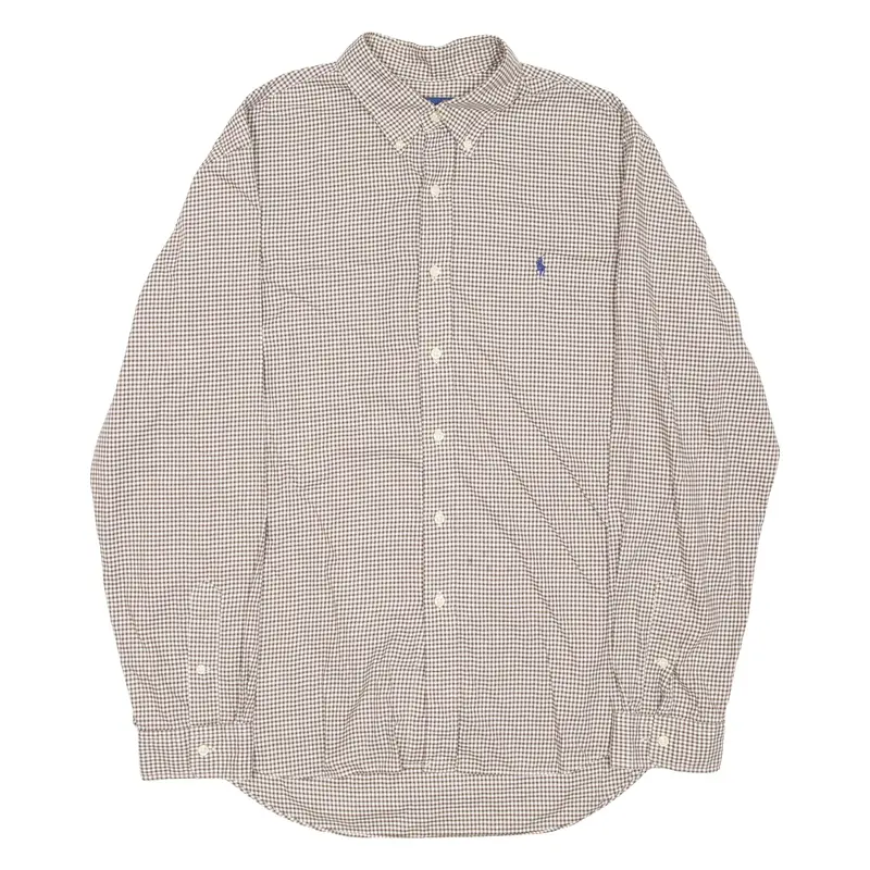 RALPH LAUREN Mens Shirt Brown Gingham Long Sleeve XL