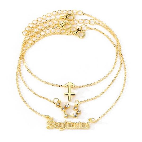 3Pcs Alloy Rhinestones Anklets