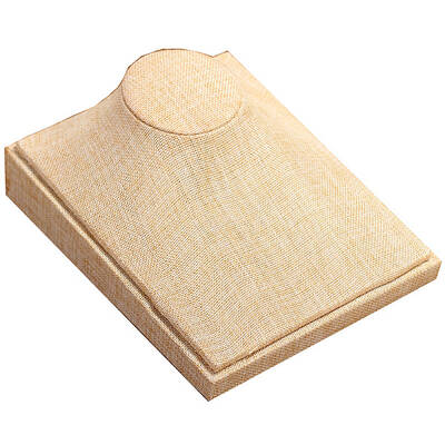 Wood Covered with Linen Bust Shaped Necklace Display Stands