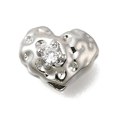 Brass Micro Pave Clear Cubic Zirconia Beads
