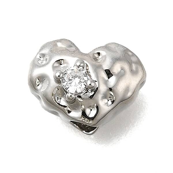 Brass Micro Pave Clear Cubic Zirconia Beads