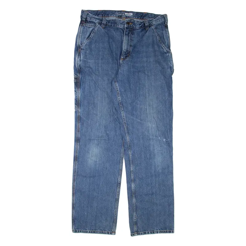 CARHARTT Mens Jeans Blue Loose Straight W34 L34