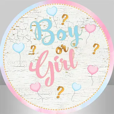 Aperturee Wooden Pink Blue Round Gender Reveal Backdrop Kit | Circle Background For Party | Circle Backdrop Baby Shower | Rou...