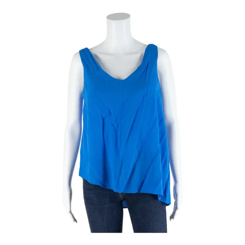 ZARA BASIC Asymmetric Blue V-Neck Sleeveless Top Womens S