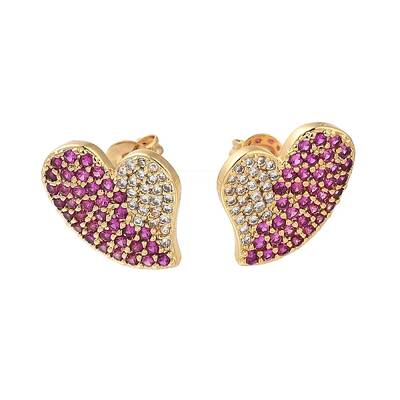 Brass Pave Cubic Zirconia Stud Earrings