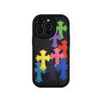 Suitable for iPhone 16 15 14 13 12 11 silicone shock resistant cross phone case, iPhone 16 15 Plus leather silicone high-end ...