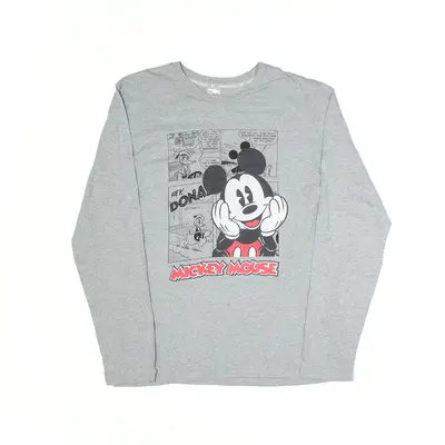 DISNEY Mickey Mouse T-Shirt Grey Long Sleeve Mens S