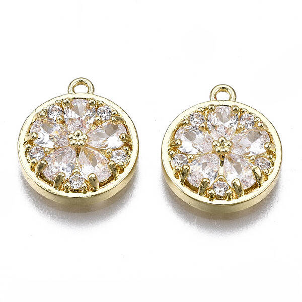 Brass Micro Pave Clear Cubic Zirconia Charms