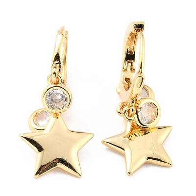Brass Micro Pave Cubic Zirconia Hoop Earrings