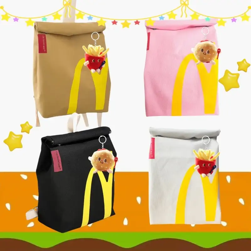Mcdonald's Canvas Backpack Laptop Bag Large High-capacity Durable for Girls Boys Adjustable Shoulder Strap