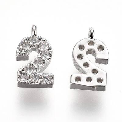 Brass Micro Pave Clear Cubic Zirconia Charms