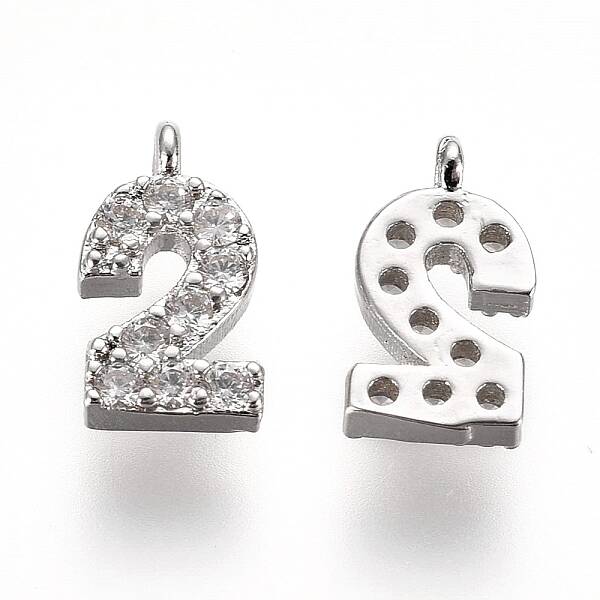 Brass Micro Pave Clear Cubic Zirconia Charms