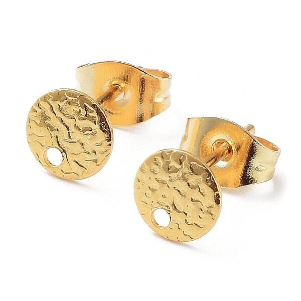 201 Stainless Steel Flat Round Stud Earring Findings