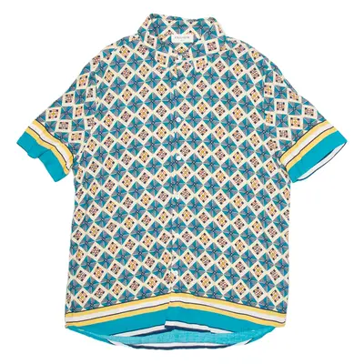 FRILVIN Mens Shirt Green Viscose Geometric XL