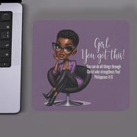 Fashion Woman Pattern Mouse Pad, Office Desk Accessories, Non-slip Rubber Base Stitched Edge Desk Pad for Laptop Desktop