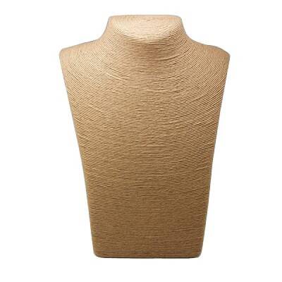Woven Straw Rope Necklace Display Bust