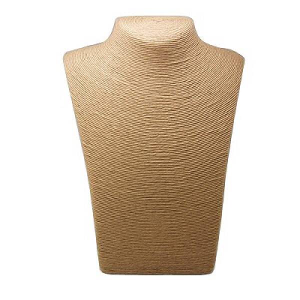 Woven Straw Rope Necklace Display Bust