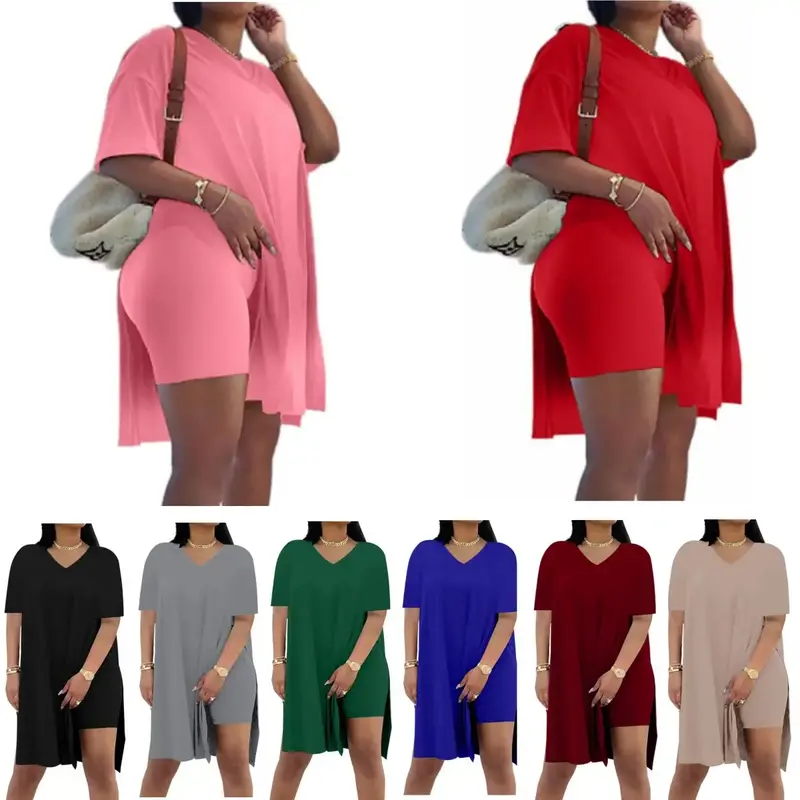 Difanlv 2 Piece Outfits for Women - Short Sleeve Tunic Top & Bodycon Shorts, Breathable Loungewear, Comfortable Fashion for O...